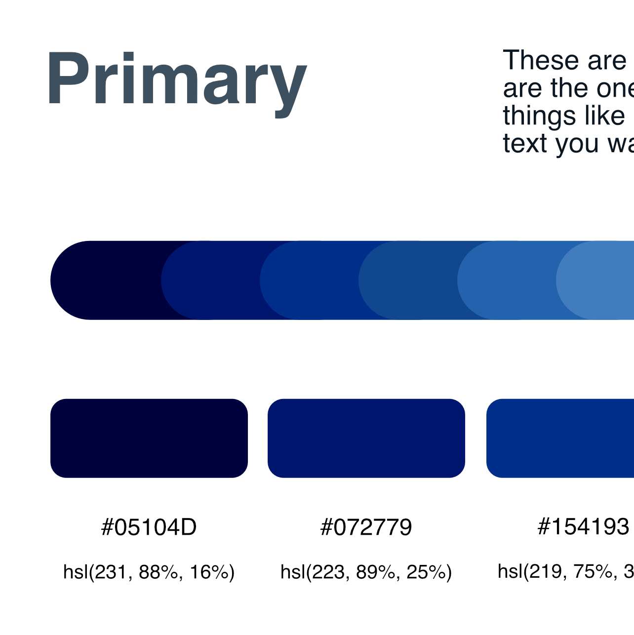 Color palettes for a marketing website design